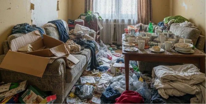 Zugestellte Messi-Wohnung vor der Entrümpelung Aachen