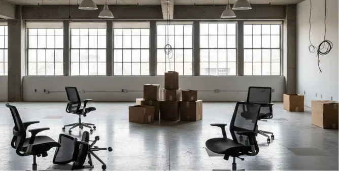 Leeres Büro nach Firmenauflösung